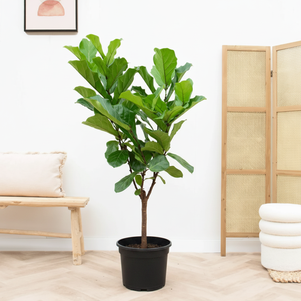 Ficus Lyrata in Black Nursery Pot