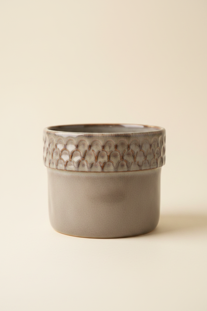 Greyish Ceramic Pot Clean Background