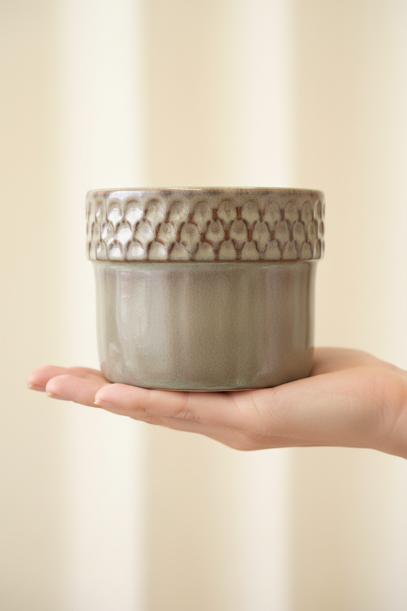 Greyish Ceramic Pot Hand Hold