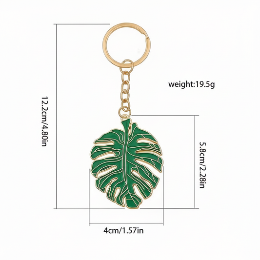 Monstera Keychain on Model Hand