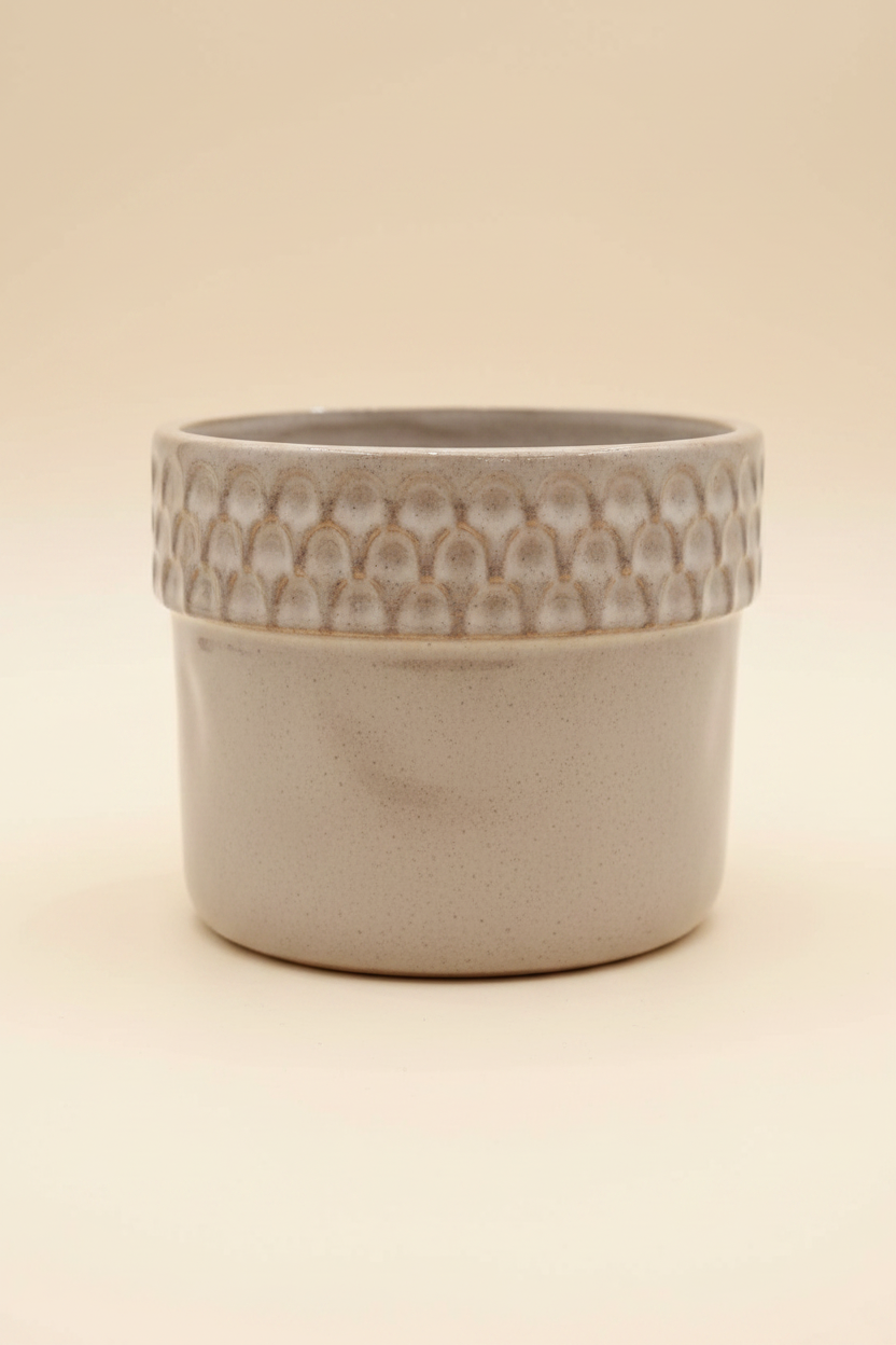 Light Grey Ceramic Pot Front View