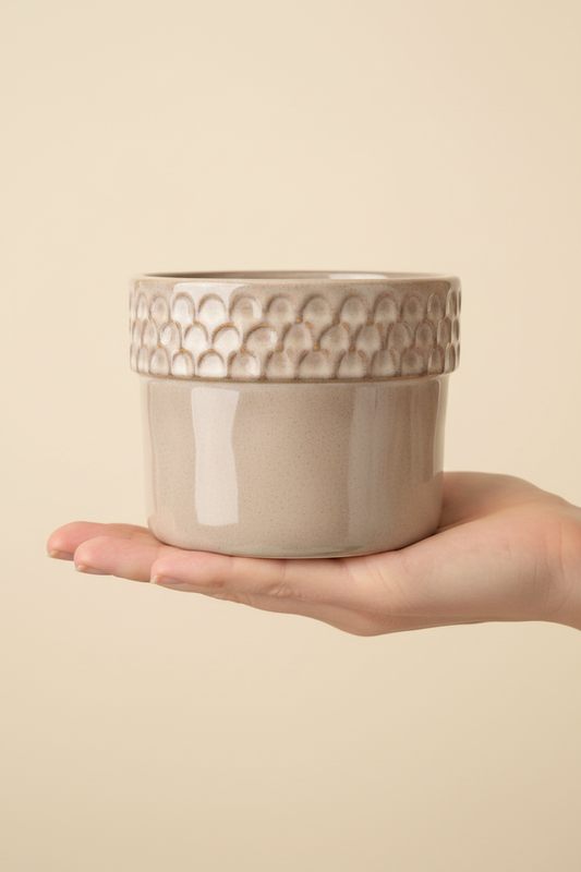 Light Grey Ceramic Pot Hand Hold