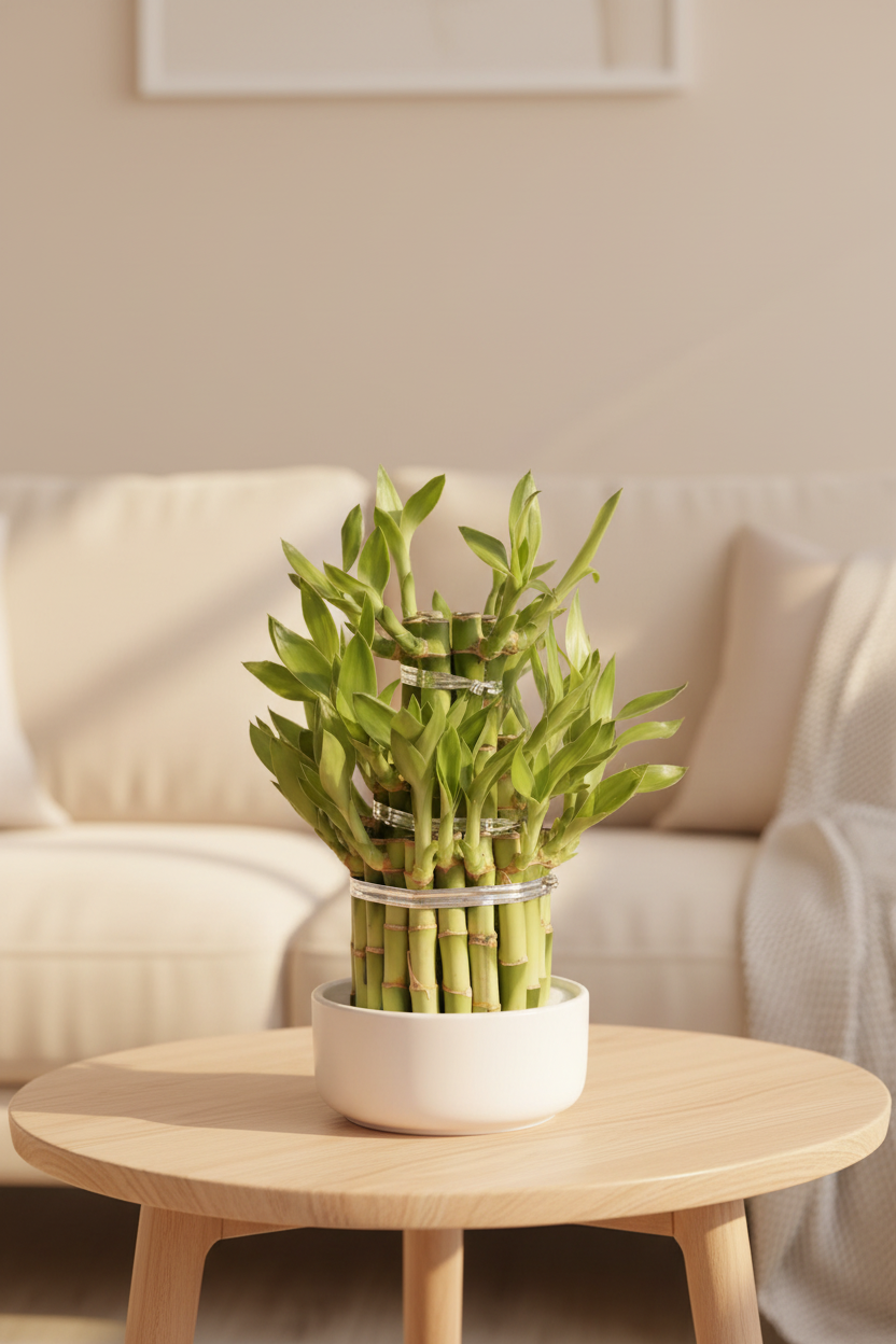 Lucky Bamboo – White Ceramic Pot