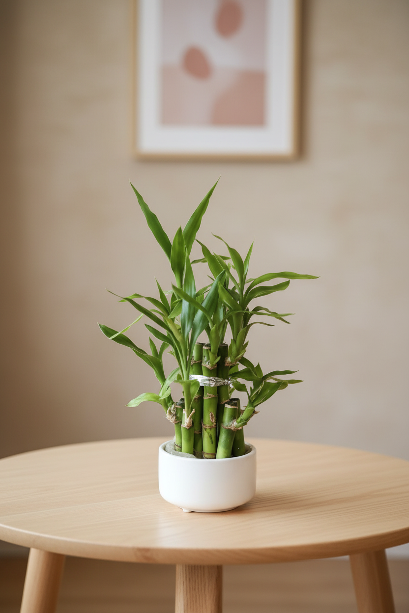 Lucky Bamboo White Pot Portrait