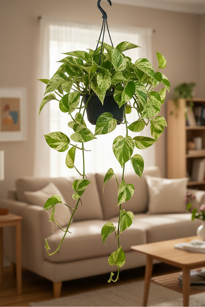 Marble Queen Pothos – Hanging Living Room