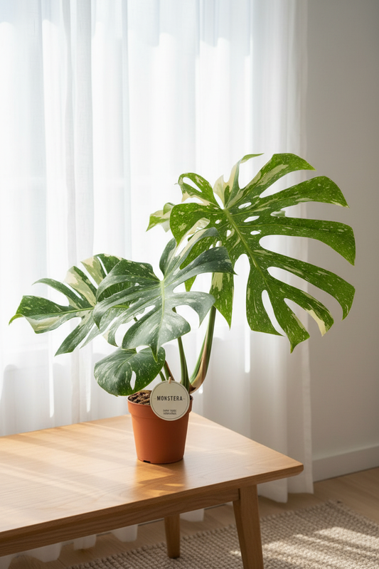 Monstera Thai Constellation — Sheer Curtain White Light