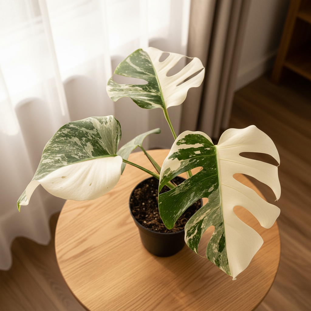 Monstera Variegata Half Moon — Top View