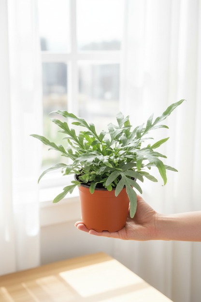 Phlebodium Aureum — Hand Holding Bright Daylight