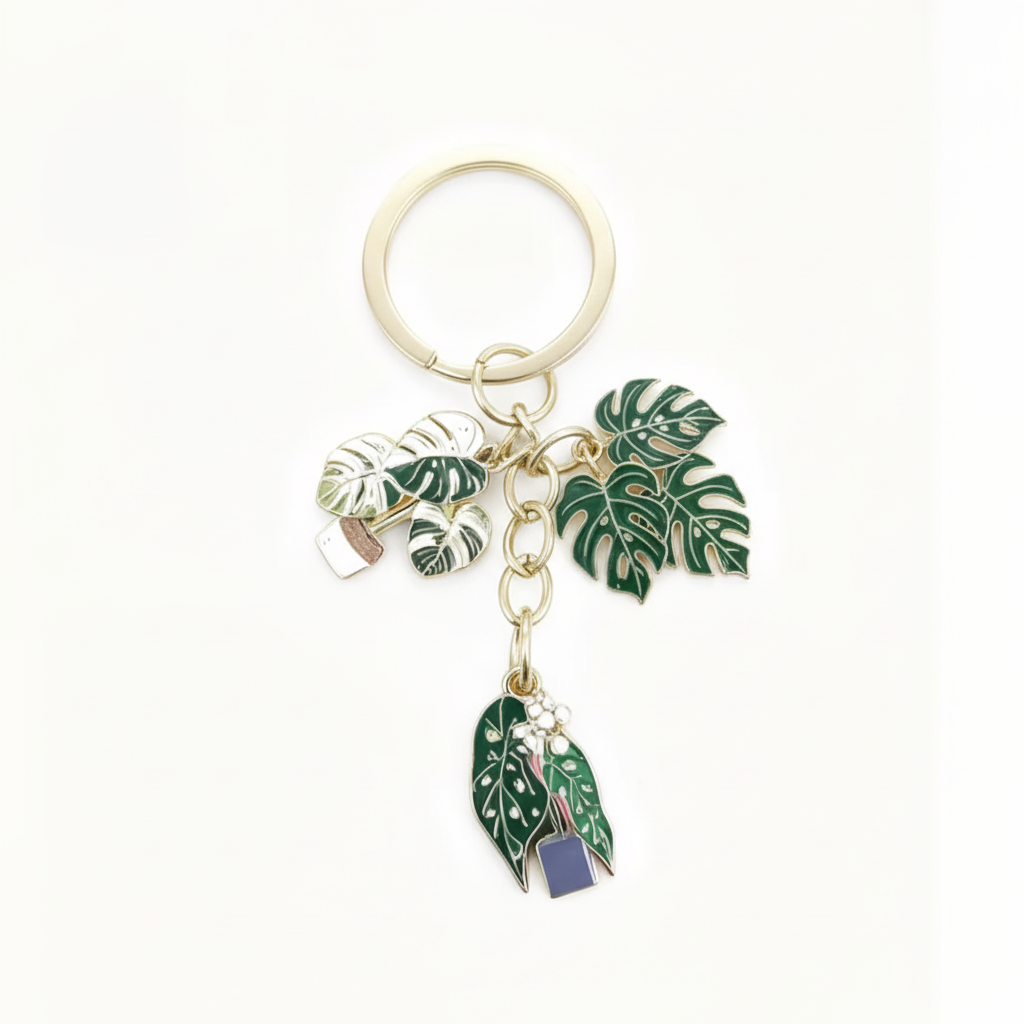 Plant Keychain HD White Background with Dimensions