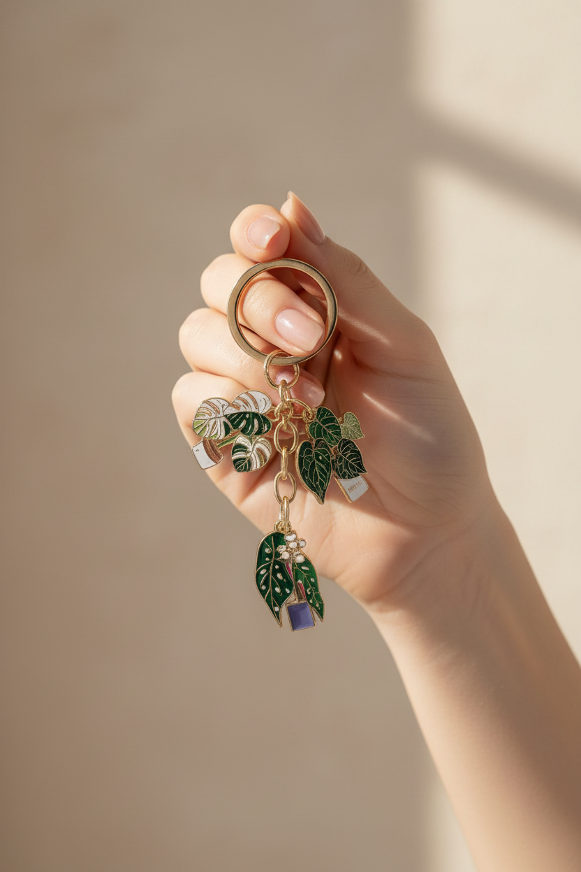 Plant Keychain on Model Hand