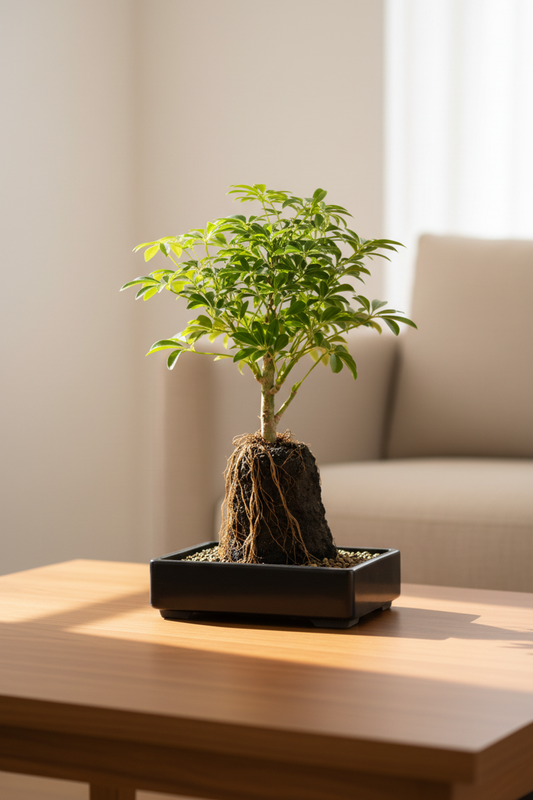 Schefflera Lava Rock Bonsai - Cozy Living Room Tabletop 35cm