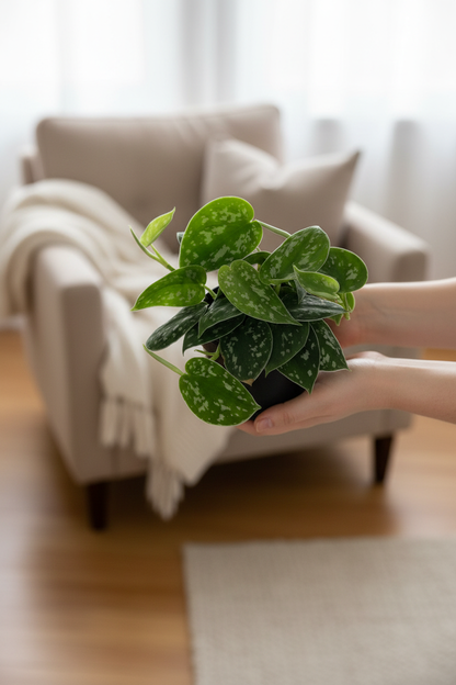 Scindapsus Pictus Argyraeus – Lifestyle Black Pot