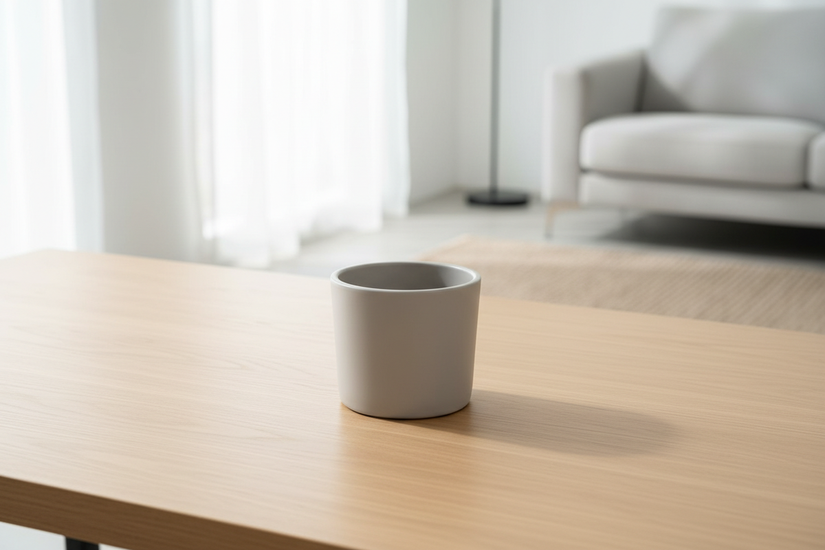 Small greyish planter lifestyle photo