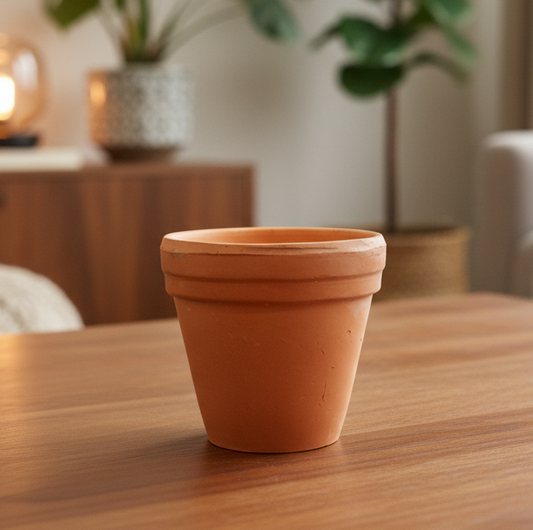 Terracotta Pot Front View - Cozy Living Room