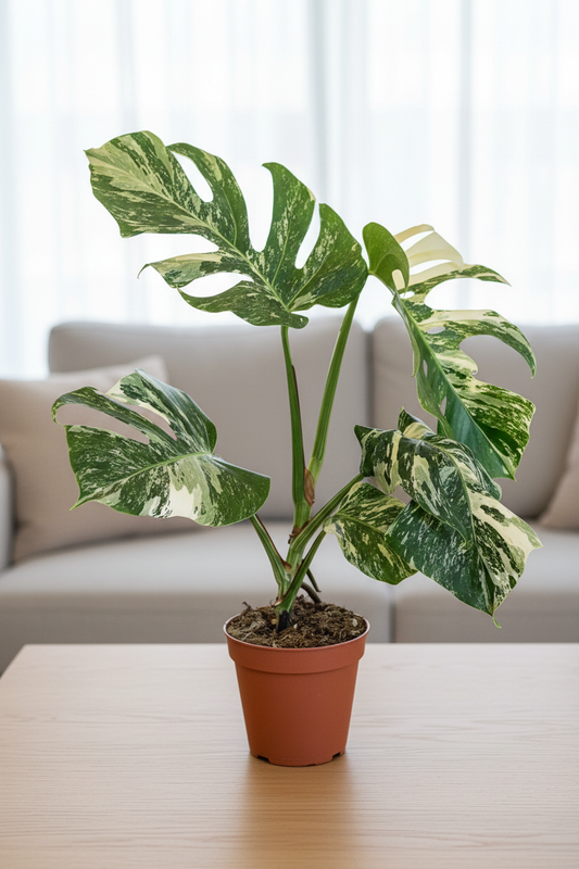 Variegated Monstera on a tabletop