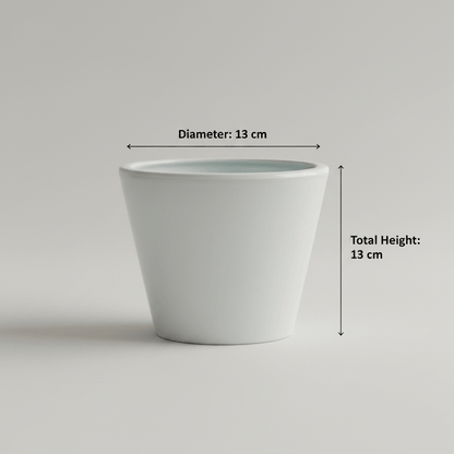 White ceramic planter with dimensions