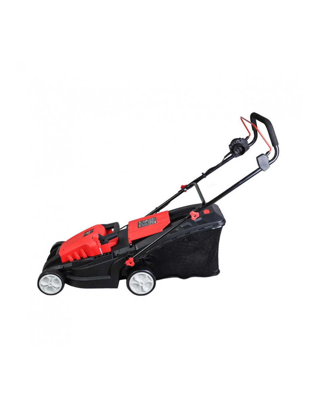 Purchase the 1600W XYM-E3005 electric lawn mower in red and black, now available in Kuwait at plantnpot.com Order online from our shop for your gardening needs.