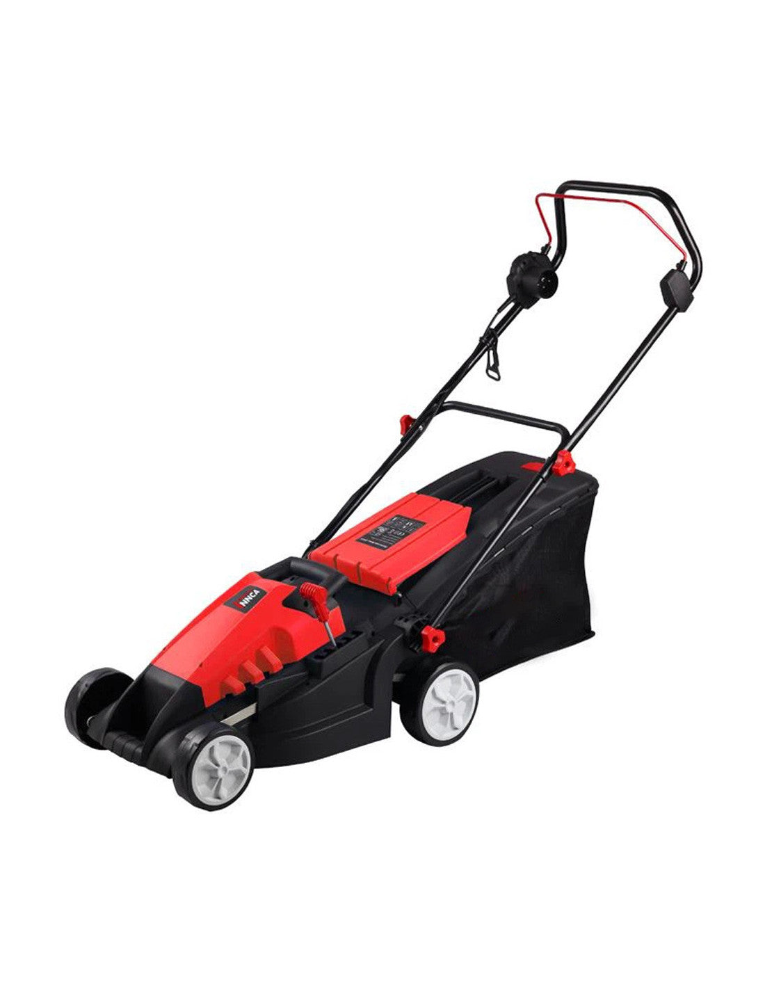 Purchase the 1600W XYM-E3005 electric lawn mower in red and black, now available in Kuwait at plantnpot.com Order online from our shop for your gardening needs.