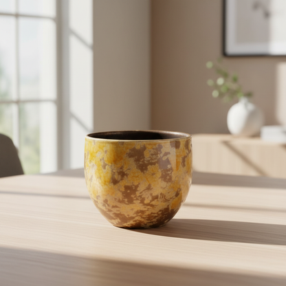 Yellow ceramic pot